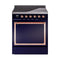 ILVE 30-Inch Nostalgie II Noblesse Induction Range with Solid Door Oven in Midnight Blue with Copper Trim (UNI304QNMPMBP)