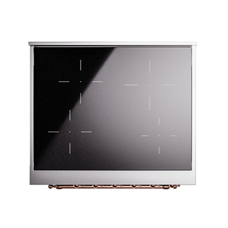 ILVE 30-Inch Nostalgie II Noblesse Induction Range with Solid Door Oven in Midnight Blue with Copper Trim (UNI304QNMPMBP)