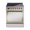ILVE 30-Inch Nostalgie II Noblesse Induction Range with Solid Door Oven in Stainless Steel with Brass Trim (UNI304QNMPSSG)