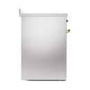 ILVE 30-Inch Nostalgie II Noblesse Induction Range with Solid Door Oven in Stainless Steel with Brass Trim (UNI304QNMPSSG)