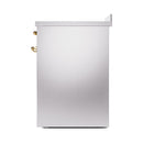 ILVE 30-Inch Nostalgie II Noblesse Induction Range with Solid Door Oven in Stainless Steel with Brass Trim (UNI304QNMPSSG)