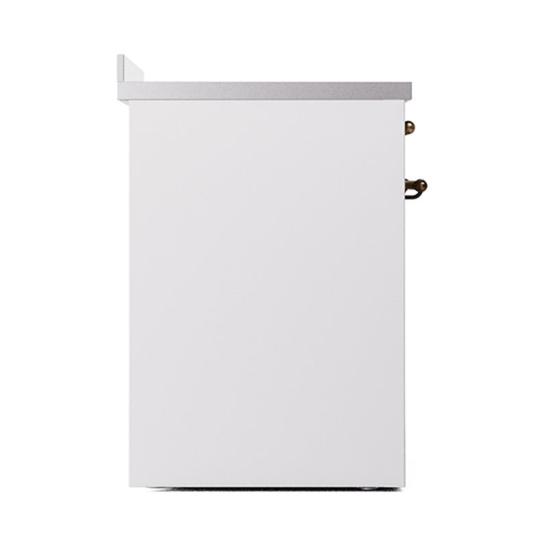 ILVE 30-Inch Nostalgie II Noblesse Induction Range with Solid Door Oven in White with Bronze Trim (UNI304QNMPWHB)