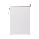 ILVE 30-Inch Nostalgie II Noblesse Induction Range with Solid Door Oven in White with Bronze Trim (UNI304QNMPWHB)