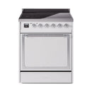 ILVE 30-Inch Nostalgie II Noblesse Induction Range with Solid Door Oven in White with Chrome Trim (UNI304QNMPWHC)