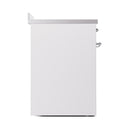 ILVE 30-Inch Nostalgie II Noblesse Induction Range with Solid Door Oven in White with Brass Trim (UNI304QNMPWHG)