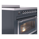 ILVE Nostalgie II Noblesse 36-Inch Induction Range with Triple Glass Door in Blue Grey with Chrome Trim (UNI366NMPBGC)