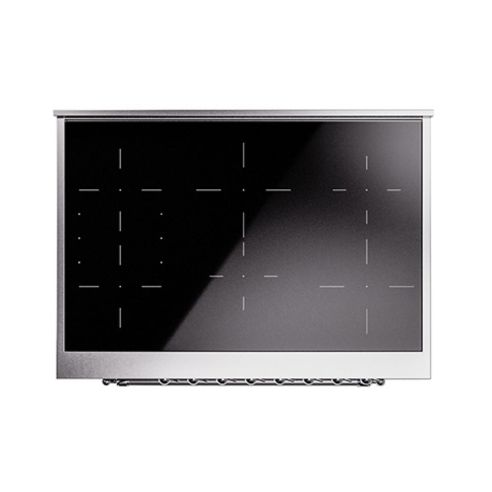 Glossy black induction cooktop panel with burner control lines