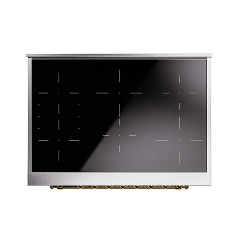 ILVE Nostalgie II Noblesse 36-Inch Induction Range with Triple Glass Door in Glossy Black with Brass Trim (UNI366NMPBKG)