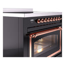 ILVE Nostalgie II Noblesse 36-Inch Induction Range with Triple Glass Door in Glossy Black with Copper Trim (UNI366NMPBKP)