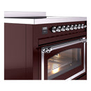 ILVE Nostalgie II Noblesse 36-Inch Induction Range with Triple Glass Door in Burgundy with Chrome Trim (UNI366NMPBUC)