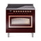 ILVE Nostalgie II Noblesse 36-Inch Induction Range with Triple Glass Door in Burgundy with Copper Trim (UNI366NMPBUP)