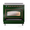 ILVE Nostalgie II Noblesse 36-Inch Induction Range with Triple Glass Door in Emerald Green with Bronze Trim (UNI366NMPEGB)