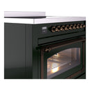ILVE Nostalgie II Noblesse 36-Inch Induction Range with Triple Glass Door in Emerald Green with Bronze Trim (UNI366NMPEGB)