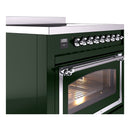 ILVE Nostalgie II Noblesse 36-Inch Induction Range with Triple Glass Door in Emerald Green with Chrome Trim (UNI366NMPEGC)