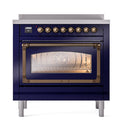 ILVE Nostalgie II Noblesse 36-Inch Induction Range with Triple Glass Door in Midnight Blue with Bronze Trim (UNI366NMPMBB)