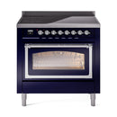 ILVE Nostalgie II Noblesse 36-Inch Induction Range with Triple Glass Door in Midnight Blue with Chrome Trim (UNI366NMPMBC)