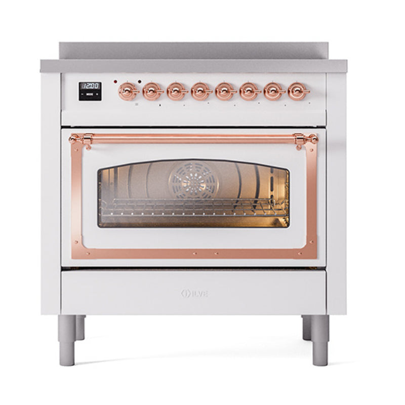 ILVE Nostalgie II Noblesse 36-Inch Induction Range with Triple Glass Door in Custom RAL with Copper Trim (UNI366NMPRAP)