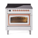 ILVE Nostalgie II Noblesse 36-Inch Induction Range with Triple Glass Door in White with Chrome Trim (UNI366NMPWHP)