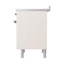 ILVE Nostalgie II Noblesse 36-Inch Induction Range with Solid Door in Antique White with Bronze Trim (UNI366QNMPAWB)