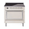 ILVE Nostalgie II Noblesse 36-Inch Induction Range with Solid Door in Antique White with Chrome Trim (UNI366QNMPAWC)