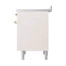 ILVE Nostalgie II Noblesse 36-Inch Induction Range with Solid Door in Antique White with Brass Trim (UNI366QNMPAWG)