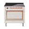 ILVE Nostalgie II Noblesse 36-Inch Induction Range with Solid Door in Antique White with Copper Trim (UNI366QNMPAWP)