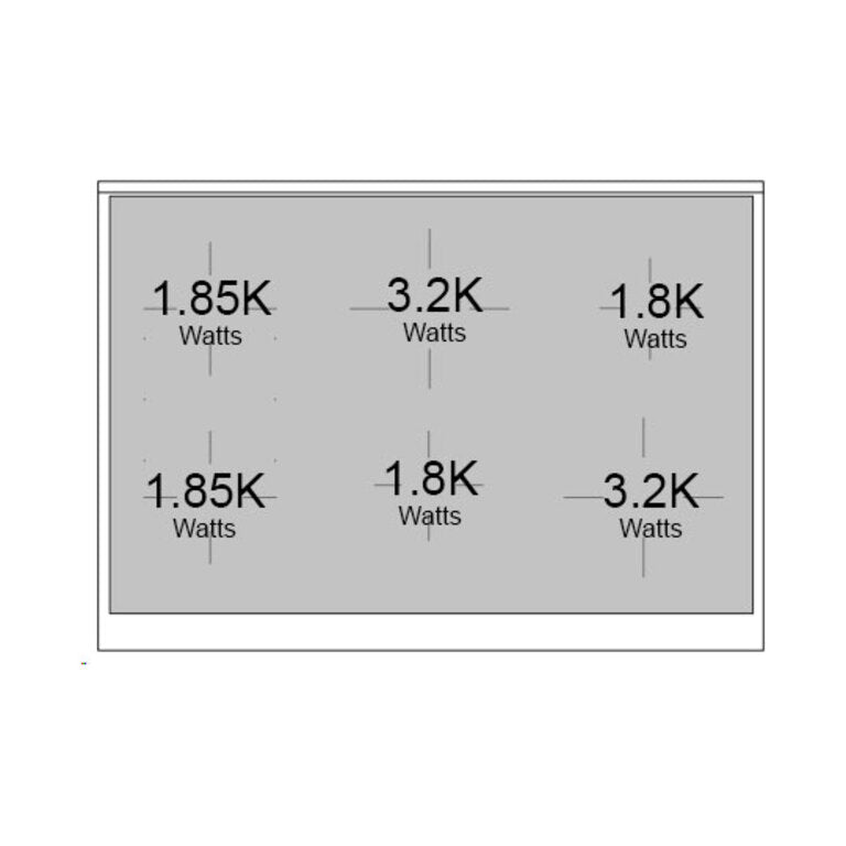 Oven control display panel showing labeled watt settings