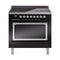 ILVE Nostalgie II Noblesse 36-Inch Induction Range with Solid Door in Glossy Black with Chrome Trim (UNI366QNMPBKC)