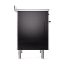 ILVE Nostalgie II Noblesse 36-Inch Induction Range with Solid Door in Glossy Black with Chrome Trim (UNI366QNMPBKC)
