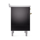 ILVE Nostalgie II Noblesse 36-Inch Induction Range with Solid Door in Glossy Black with Brass Trim (UNI366QNMPBKG)