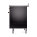 ILVE Nostalgie II Noblesse 36-Inch Induction Range with Solid Door in Glossy Black with Copper Trim (UNI366QNMPBKP)