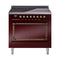 ILVE Nostalgie II Noblesse 36-Inch Induction Range with Solid Door in Burgundy with Bronze Trim (UNI366QNMPBUB)