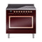 ILVE Nostalgie II Noblesse 36-Inch Induction Range with Solid Door in Burgundy with Copper Trim (UNI366QNMPBUP)