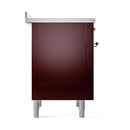 ILVE Nostalgie II Noblesse 36-Inch Induction Range with Solid Door in Burgundy with Copper Trim (UNI366QNMPBUP)