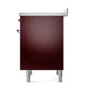 ILVE Nostalgie II Noblesse 36-Inch Induction Range with Solid Door in Burgundy with Copper Trim (UNI366QNMPBUP)