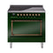 ILVE Nostalgie II Noblesse 36-Inch Induction Range with Solid Door in Emerald Green with Bronze Trim (UNI366QNMPEGB)