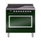 ILVE Nostalgie II Noblesse 36-Inch Induction Range with Solid Door in Emerald Green with Chrome Trim (UNI366QNMPEGC)