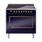 ILVE Nostalgie II Noblesse 36-Inch Induction Range with Solid Door in Midnight Blue with Bronze Trim (UNI366QNMPMBB)