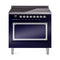 ILVE Nostalgie II Noblesse 36-Inch Induction Range with Solid Door in Midnight Blue with Chrome Trim (UNI366QNMPMBC)