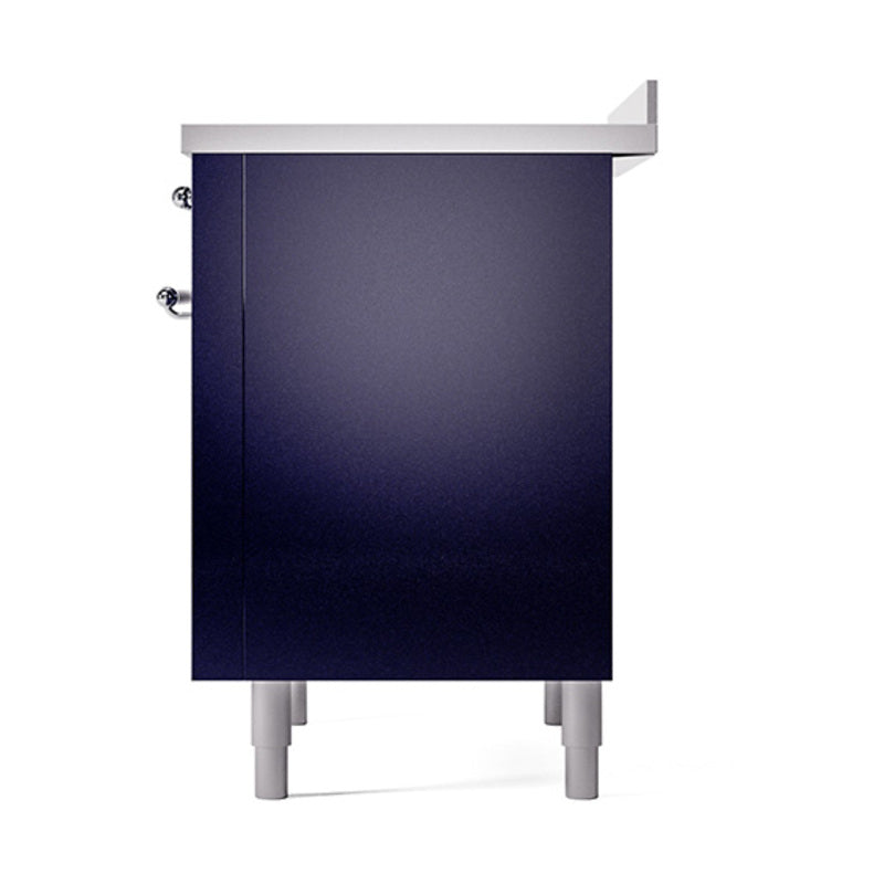 Midnight blue side profile of solid door base with chrome corner hardware