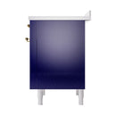 ILVE Nostalgie II Noblesse 36-Inch Induction Range with Solid Door in Midnight Blue with Brass Trim (UNI366QNMPMBG)