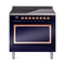 ILVE Nostalgie II Noblesse 36-Inch Induction Range with Solid Door in Midnight Blue with Copper Trim (UNI366QNMPMBP)