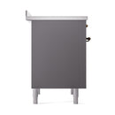 ILVE Nostalgie II Noblesse 36-Inch Induction Range with Solid Door in Matte Graphite with Bronze Trim (UNI366QNMPMGB)