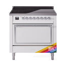 ILVE Nostalgie II Noblesse 36-Inch Induction Range with Solid Door in Custom RAL with Chrome Trim (UNI366QNMPRAC)