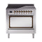 ILVE Nostalgie II Noblesse 36-Inch Induction Range with Solid Door in Stainless Steel with Bronze Trim (UNI366QNMPSSB)