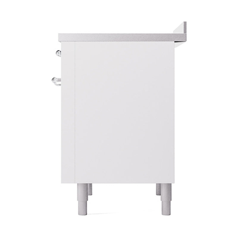 White range side panel with chrome trim and adjustable leveling legs