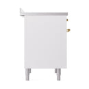 ILVE Nostalgie II Noblesse 36-Inch Induction Range with Solid Door in White with Brass Trim (UNI366QNMPWHG)