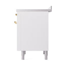 ILVE Nostalgie II Noblesse 36-Inch Induction Range with Solid Door in White with Brass Trim (UNI366QNMPWHG)