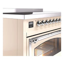 ILVE Nostalgie II Noblesse 48-Inch Induction Range with Triple Glass Door in Antique White with Chrome Trim (UNI486NMPAWC)