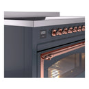 ILVE Nostalgie II Noblesse 48-Inch Induction Range with Triple Glass Door in Blue Grey with Copper Trim (UNI486NMPBGP)